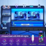 55-Inch L-Shaped Computer Desk with Hutch