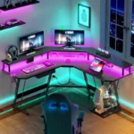 L-Shaped Gaming Computer Desk with RGB LED