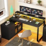 L-Shaped Gaming Computer Desk with Storage