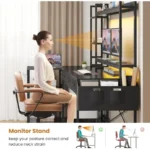 55-Inch L-Shaped Computer Desk with Hutch