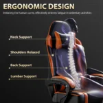 Ergonomic Gaming Chair with Footrest