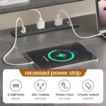 L-Shaped Computer Desk with Power Outlet & Storage