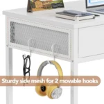 Small White Computer Desk with Fabric Drawers