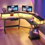 L-Shaped Gaming Computer Desk with RGB LED