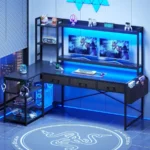 55-Inch L-Shaped Computer Desk with Hutch