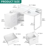 L-Shaped Gaming Computer Desk with Storage