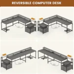 L-Shaped Computer Desk with Power Outlet & Storage
