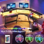 L-Shaped Gaming Computer Desk with RGB LED